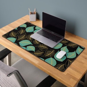 Turquoise or vert large feuille motif sur noir