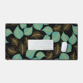 Turquoise or vert large feuille motif sur noir (Clavier et souris)