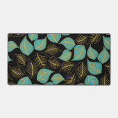 Turquoise or vert large feuille motif sur noir (Recto)