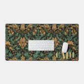 Turquoise & Or Vintage William Morris Floral Monog (Clavier et souris)
