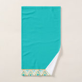 Turquoise Orange Boho Tribal Motif Monogramme (Serviette à main)