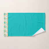 Turquoise Orange Boho Tribal Motif Monogramme (Serviette à main)