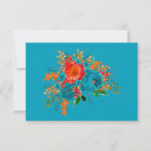 Turquoise Orange Botanique Floral Mariage Merci (Dos)