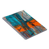 Turquoise Orange Industrial Drip Carnet Abstrait (Côté Droit)