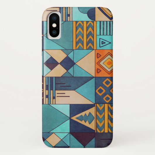 Turquoise & Orange Patchwork  Case-Mate iPhone Case (Achterkant)