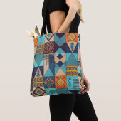 Turquoise & Orange Patchwork Tote Draagtas (Dichtbij)