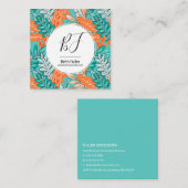 Turquoise & Orange Urban Jungle Feuille Carte de v (Devant / Derrière)