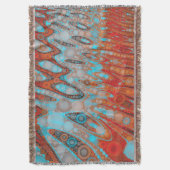 Turquoise Oranje Abstract Deken (Voorkant Verticaal)