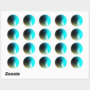 Turquoise Oranje Abstract Gradiënt Mesh Kunst Ronde Sticker