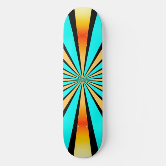 Turquoise Oranje Black Radiaal Pattern Teenslipper Skateboard (Voorkant)