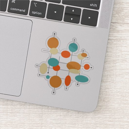 Turquoise Oranje Circles Mid Century Modern Sticker (Detail)