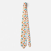 Turquoise Oranje Circles Pattern Mid Century Stropdas (Voorkant)