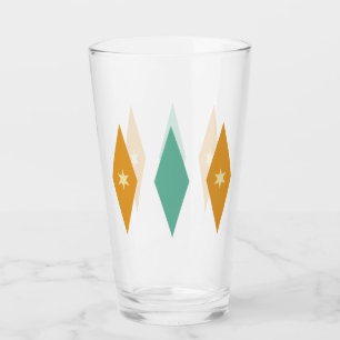 Turquoise Oranje Crème Sterren & Diamanten Midcent Glas