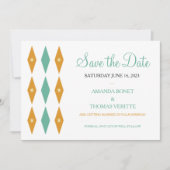 Turquoise Oranje Diamonds Mideeuw redt de datum Kaart (Voorkant)