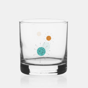 Turquoise Oranje Franciscan Starburst Mideeuw Whisky Glas