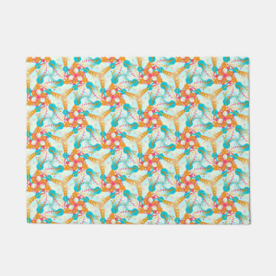 Turquoise + Oranje Geometrische patroondeur Deurmat
