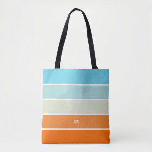 Turquoise Oranje Green Color Block Monogramed Draagtas