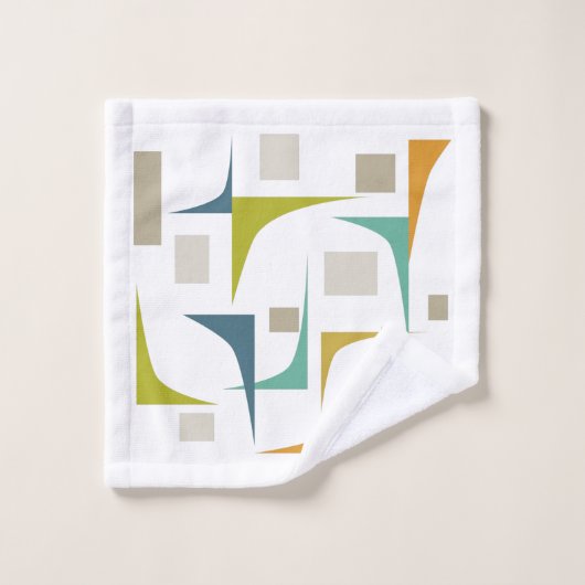 Turquoise Oranje Green Corners Mid Century Style Washandje (Wasdoekje)