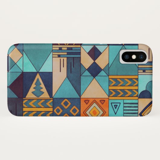 Turquoise & Oranje Patchwork Case-Mate iPhone Case (Achterkant (horizontaal))