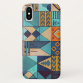 Turquoise & Oranje Patchwork Case-Mate iPhone Case (Achterkant)