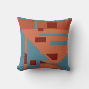 Turquoise Oranje rode geometrische zuidwestelijke Kussen