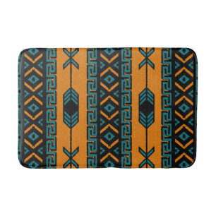 Turquoise Oranje Southwest Tribal Aztec Pattern Badmat