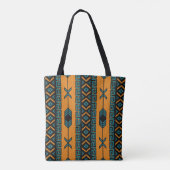 Turquoise Oranje Southwest Tribal Aztec Pattern Tote Bag (Achterkant)