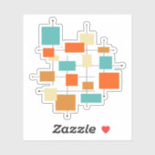 Turquoise Oranje Squares mid century Modern Sticker (Vel)