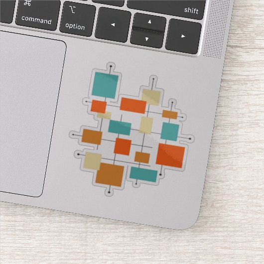 Turquoise Oranje Squares mid century Modern Sticker (Detail)