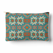 Turquoise Oranje Tribale Zuidwesterse Patroon