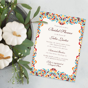 Turquoise Oranje Whimsical Bloemrijke Mandala Brui Kaart