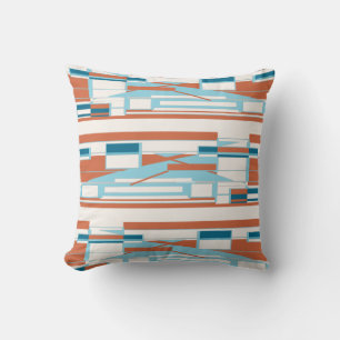 Turquoise Oranje White Mediterranean Rowed Design Kussen