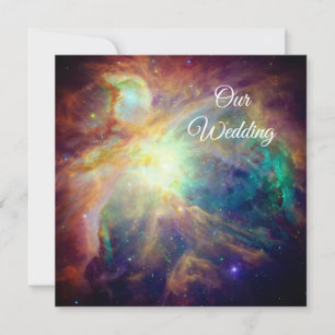 Turquoise Orion Nebula Space Foto Cosmic Wedding Kaart