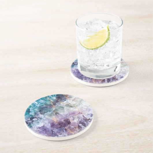 Turquoise & Paars kwarts Crystal Zandsteen Onderzetter (Zijkant)