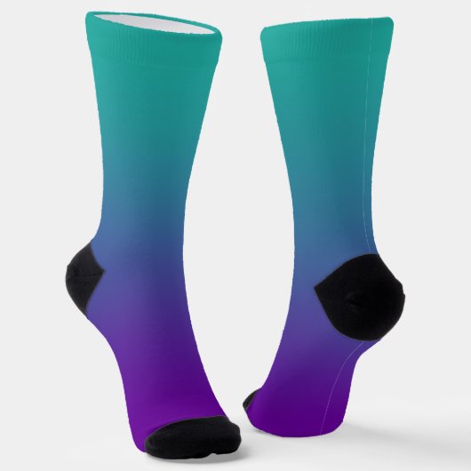 Turquoise Paars Violette Gradiënt Sokken (Gebogen)
