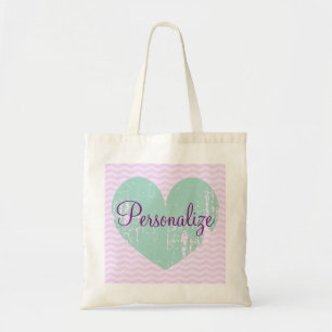 Turquoise paarse chevron hartbridesmaid canvas tas