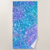 Turquoise & Paarse Faux Glitter Strandlaken (Voorkant)