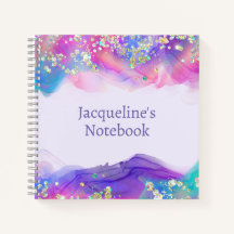 Turquoise & Paarse Glitter Rand Kinderen Notitiebo
