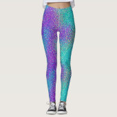 Turquoise Paarse Gradient Sparkling Glitter Party Leggings (Voorkant)