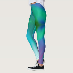 Turquoise paarse groen abstract patroonmodern leggings