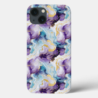 Turquoise & Paarse Marmer iPhone 13 Hoesje