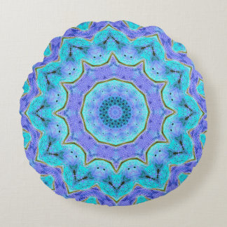Turquoise & Paarse Meditation Mandala Round Pillow Rond Kussen