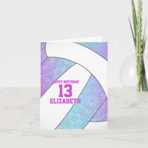 turquoise paarse roze volleybal blijdschap kaart