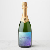 Turquoise Paarse Silver Glitter Quinceañera Sparkling Wijnetiket (Voorkant)