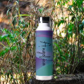 Turquoise paarse verloopnaam waterfles