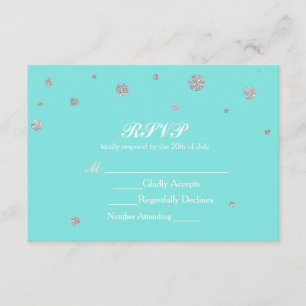 Turquoise & Pailletés Argentés Confetti RSVP