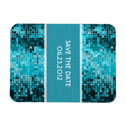 Turquoise pailletten kijken disco spiegels Bling Magneet (Horizontaal)