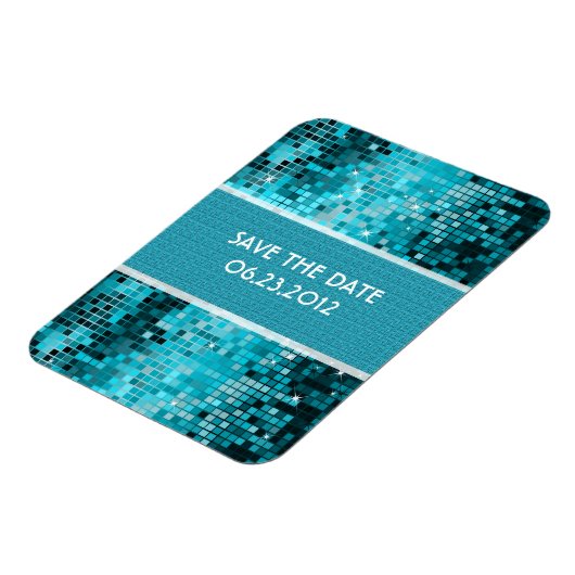 Turquoise pailletten kijken disco spiegels Bling Magneet (Linkerzijde)
