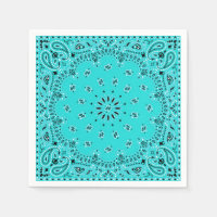 Turquoise Paisley Bandana Scarf BBQ Picnic Napkin