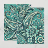 Turquoise Paisley Floral Pattern Briefkaart (Voorkant / Achterkant)